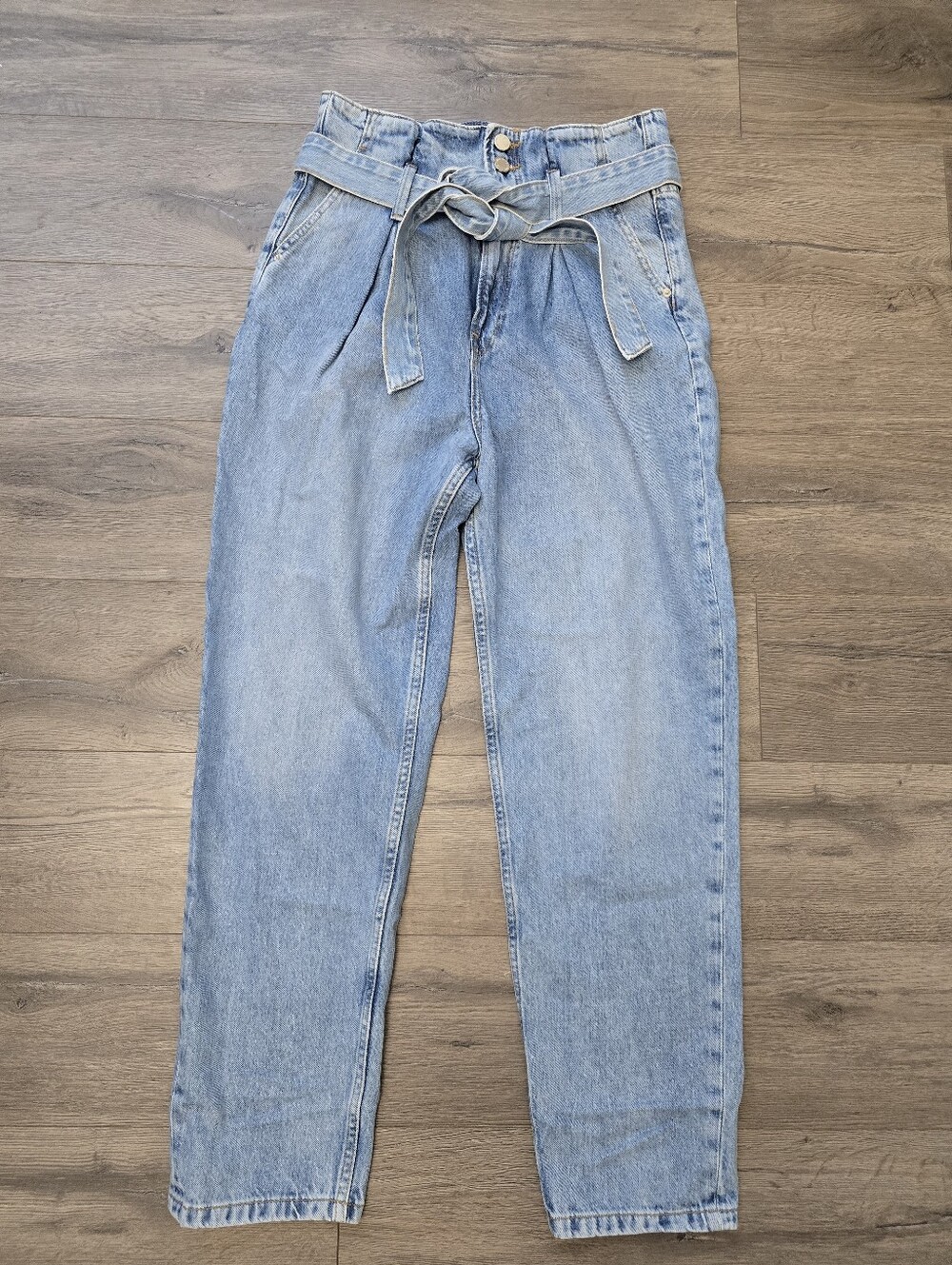 Anine Bing Everly Paper Bag Trousers In Pond  High Righ Ankle Size 26 Preppy - Picture 6 of 15